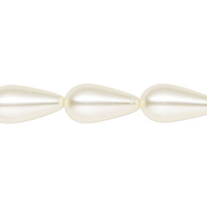 Pearl 1pk cream, Celestial Crystal® 15x8mm teardrop 15.5-16 inch