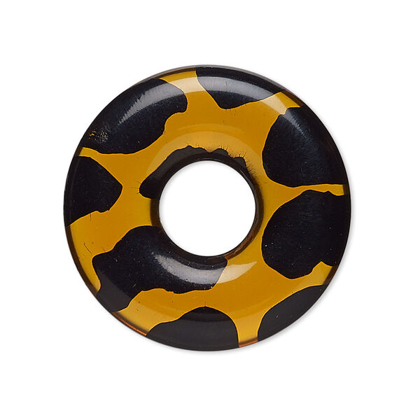 Focal, acrylic, translucent and opaque tortoise, 30mm round donut. Sold individually. image number 0