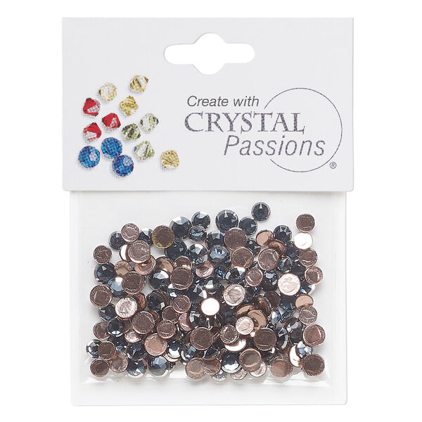 Flat back mix 1pkg144 denim blue, Crystal Passions&reg; rhinestone 3.80-4.80mm hotfix framed round SS16 / SS20 image number 0