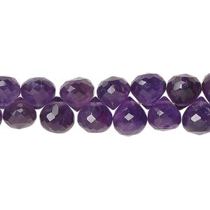Amethyst 1pkg60, hand-cut top-drilled faceted teardrop bead natural 7x7mm