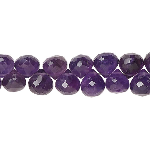Amethyst 1pkg60, hand-cut top-drilled faceted teardrop bead natural 7x7mm image number 0