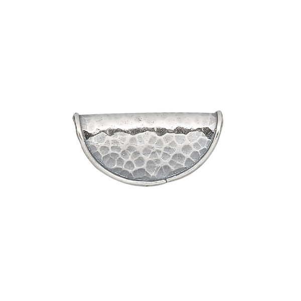 Bail, JBB Findings, fold over style, antiqued sterling silver, 21x10mm hammered. Sold individually. image number 0