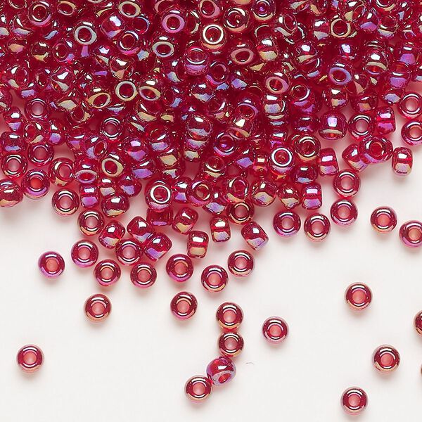 Seed bead, Miyuki, glass, pkg/250g, #8 rocaille, translucent rainbow ruby (RR-298). image number 0