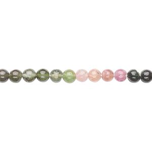 Multi-tourmaline 1pkg1, hand-cut round bead natural 15.5-16 inch 4mm