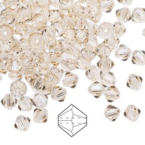 Bead 576pk crystal honey, Preciosa Czech crystal 5mm bicone