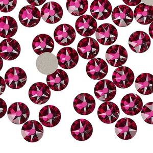 Flat back 144pk fuchsia foil back, Crystal Passions® 6.32-6.5mm rose round SS30 2088
