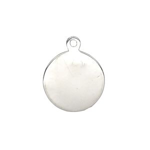 Drop, sterling silver, 18mm single-sided smooth flat round, 18-20 gauge. Sold individually.