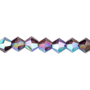 Bead 1pk transparent amethyst purple AB, Celestial Crystal® 8mm bicone 15.5-16 inch