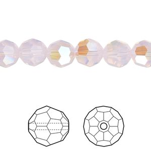Bead 12pk rose water opal shimmer, Crystal Passions® 8mm round 5000