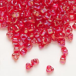 Seed bead, Miyuki, glass, transparent iris red, (TR1158), #5 triangle. Sold per 25-gram pkg.