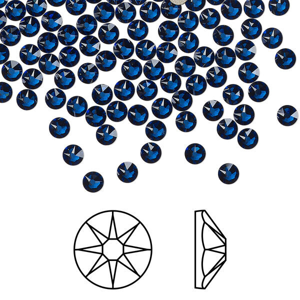Flat back 144pk dark sapphire foil back, Crystal Passions® Regenerated 3-3.2mm rose round SS12 2088 image number 0