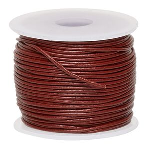 Cord, leather (dyed), rose, 0.5-0.8mm round. Sold per 25-yard spool.