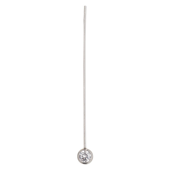Head pin, cubic zirconia and rhodium-plated sterling silver, clear, 2-1/4 inches with 5mm ball, 20 gauge. Sold per pkg of 2. image number 0