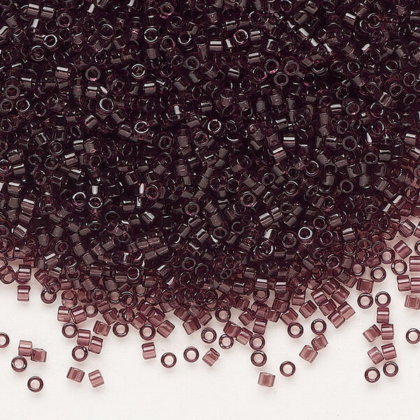 Seed bead, Delica®, glass, pkg/7.5g, #11 round, transparent dark smoky amethyst (DB-1104). image number 0