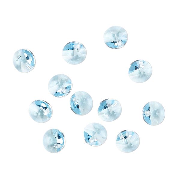 Drop 720pk aquamarine, Swarovski® 6mm pendant mini disk 6428 image number 1