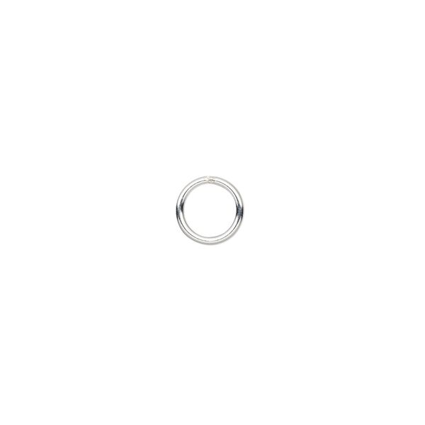 Jump ring, sterling silver, 7mm soldered round, 5.3mm inside diameter, 19 gauge. Sold per pkg of 20. image number 0
