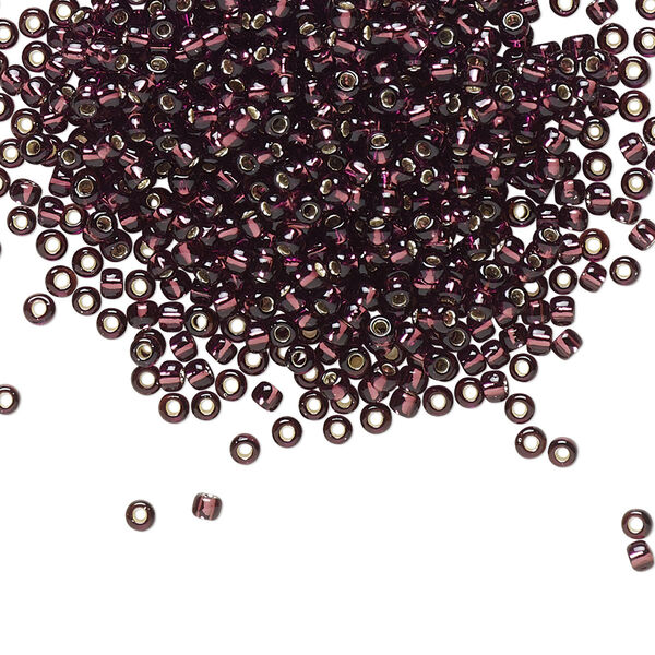 Seed bead, TOHO BEADS®, glass, pkg/50g, #11 round, transparent silver-lined amethyst (TR-11-26C). image number 0