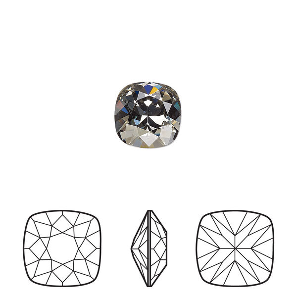Fancy stone 6pk black diamond foil back, Crystal Passions® 10mm cushion 4470 image number 0