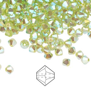 Bead 48pk limecicle AB 2X, Preciosa Czech crystal 4mm bicone