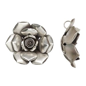 Focal, Hill Tribes, sterling silver, 45mm rose. Sold individually.