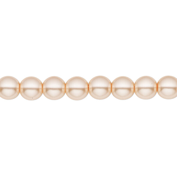 Bead, Czech pearl-coated glass druk, opaque light peach, 6mm round. Sold per 15-1/2" to 16" strand. image number 0