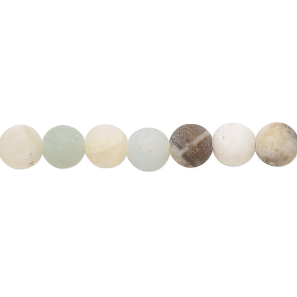 Bead, flower amazonite (natural), matte, 6mm round, B grade, Mohs hardness 6 to 6-1/2. Sold per 8-inch strand, approximately 30 beads. image number 0