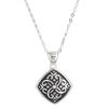 Necklace, Create Compliments®, sterling silver and enamel, black, 15.5mm diamond with dot and swirl design, adjustable at 18 and 20 inches with springring clasp. Sold individually. image number 0