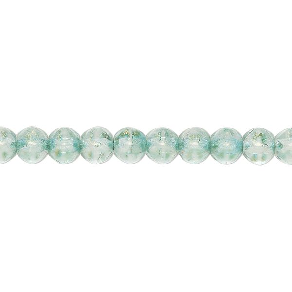 Bead, Czech pressed glass, translucent iridescent green, 6mm faceted round. Sold per 6-inch strand, approximately 35 beads. image number 0
