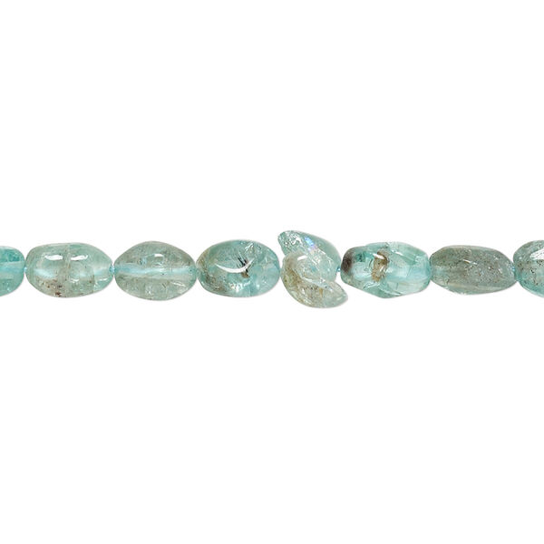 Bead, apatite (natural), 6x4mm-10x6mm hand-cut puffed oval, C- grade, Mohs hardness 5. Sold per 13-inch strand. image number 0