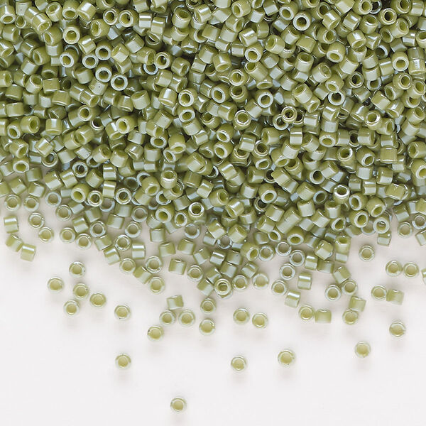 Seed bead, Delica®, glass, pkg/7.5g, #11 round, opaque glazed luster cactus (DB-0263-1). image number 0