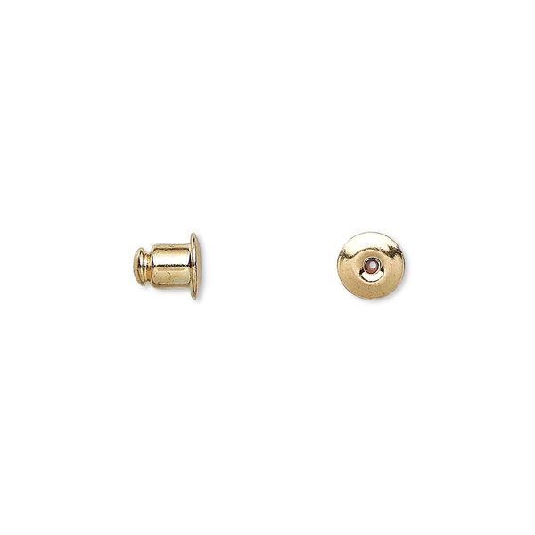 Earnut 1pkg500 gold-plated, 5.5x5mm barrel, brass 250 pair image number 0