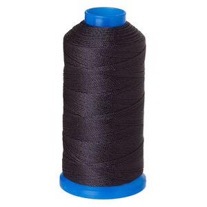 Cord, Griffin, nylon, black, 0.7mm, 41.6-pound test. Sold per 400-meter spool.
