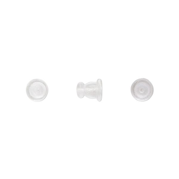 Earnut 1pkg100, 5.5x6.5mm disc, "rubber" clear 50 pair image number 0