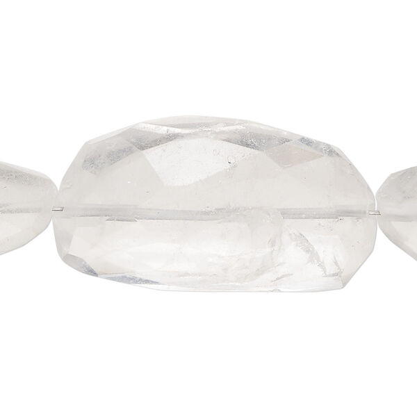 Bead, quartz crystal (natural), large to extra-large hand-faceted nugget, B- grade, Mohs hardness 7. Sold per 7-inch strand. image number 0