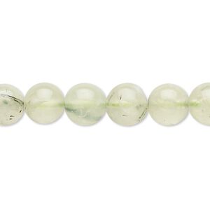 Prehnite 1pkg1, round bead natural 15 inch 8-9mm