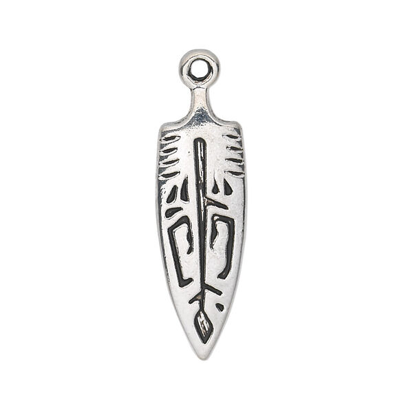 Charm, antique silver-plated "pewter" (zinc-based alloy), 29x9mm single-sided arrowhead. Sold per pkg of 20. image number 0