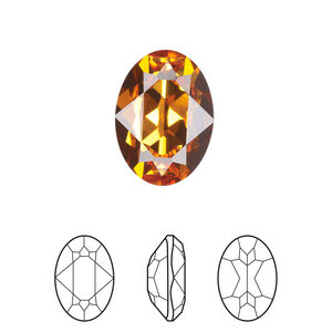Fancy stone 1pkg48 dark orange TCF™ foil back, Swarovski®, 18x13mm faceted oval 4120