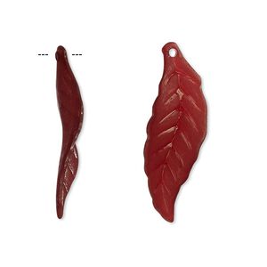 Focal, acrylic, frosted dark brown, 30x10mm leaf with 0.5mm hole. Sold per pkg of 100.