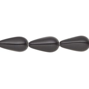 Pearl 50pk magic black, Preciosa Czech crystal 15x8mm pear