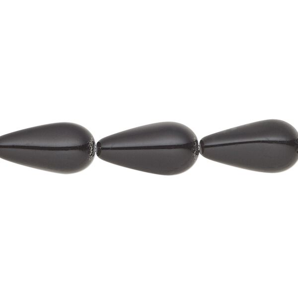 Pearl 50pk magic black, Preciosa Czech crystal 15x8mm pear image number 0