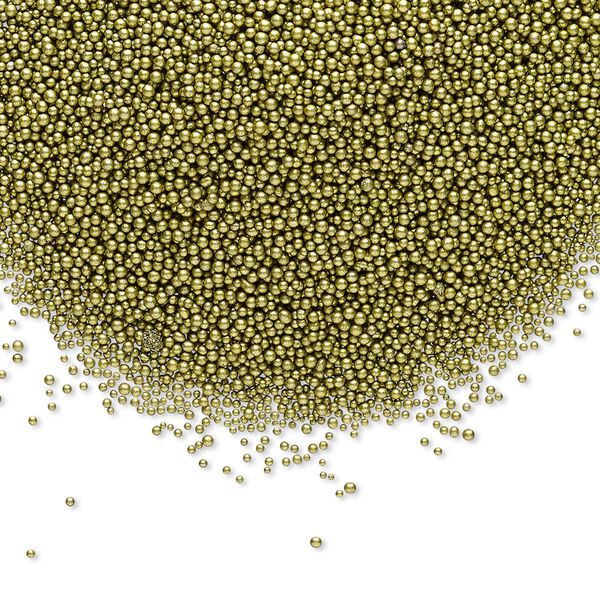 Bead, coated glass, opaque olive green, 1mm undrilled micro round. Sold per 15-gram vial. image number 0