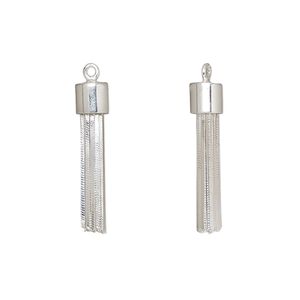Component, sterling silver, 22x5mm chain tassel. Sold individually.