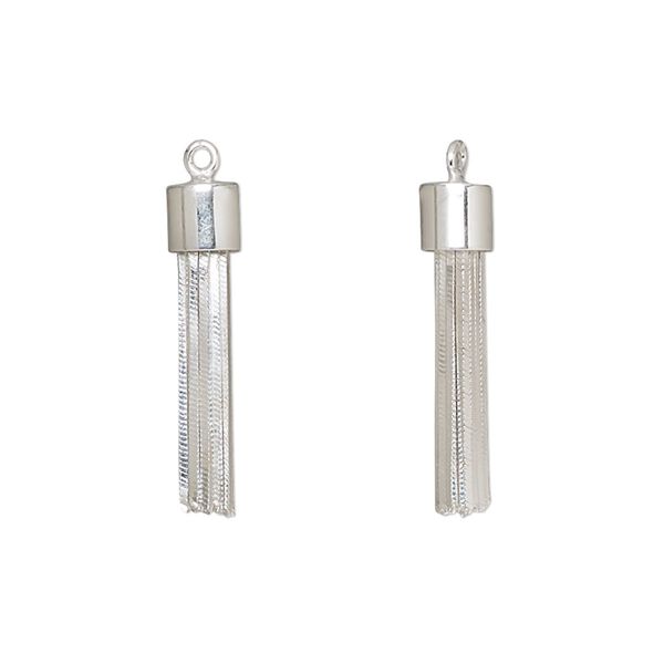Component, sterling silver, 22x5mm chain tassel. Sold individually. image number 0