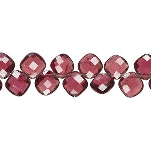 Rhodolite garnet 1pkg1, hand-cut top-drilled faceted puffed diamond bead natural 8 inch 7-8mm