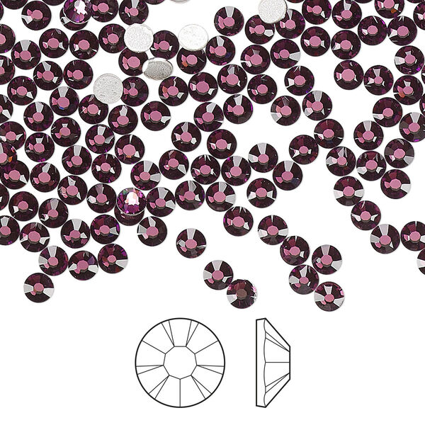 Flat back 144pk amethyst foil back, Preciosa MAXIMA Czech crystal hotfix rhinestone 3-3.2mm chaton rose round SS12 image number 0