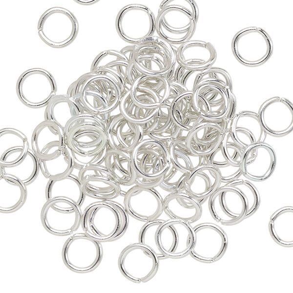 Jump ring, anodized aluminum, silver, 6mm round, 4.2mm inside diameter, 18 gauge. Sold per pkg of 100. image number 0