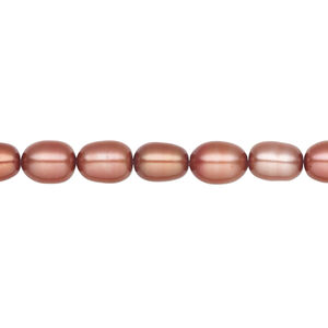 Freshwater pearl 1pkg1 rice, 15 inch light cranberry 5-6mm cultured