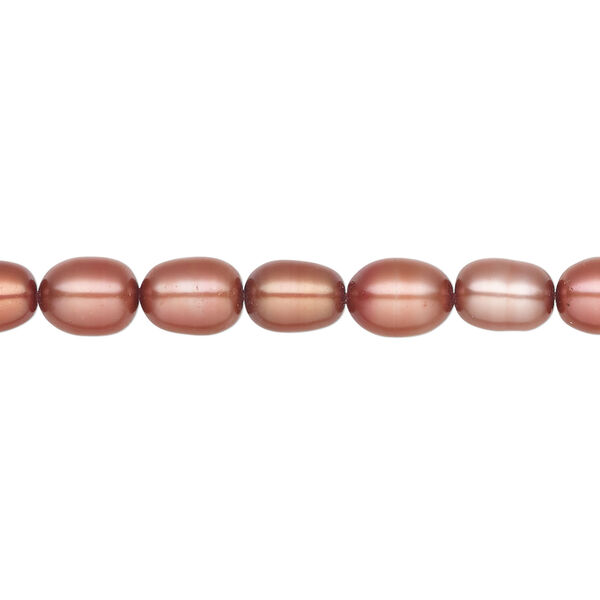 Freshwater pearl 1pkg1 rice, 15 inch light cranberry 5-6mm cultured image number 0