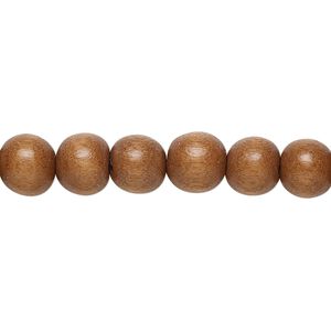 Bead 1pkg1, Taiwanese cheesewood (dyed / waxed), light brown, 7-8mm round, 15-1/2 to 16 inches.