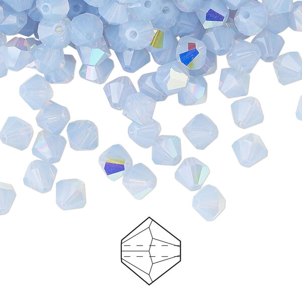 Bead 24pk light sapphire opal AB, Preciosa Czech crystal 5mm bicone image number 0